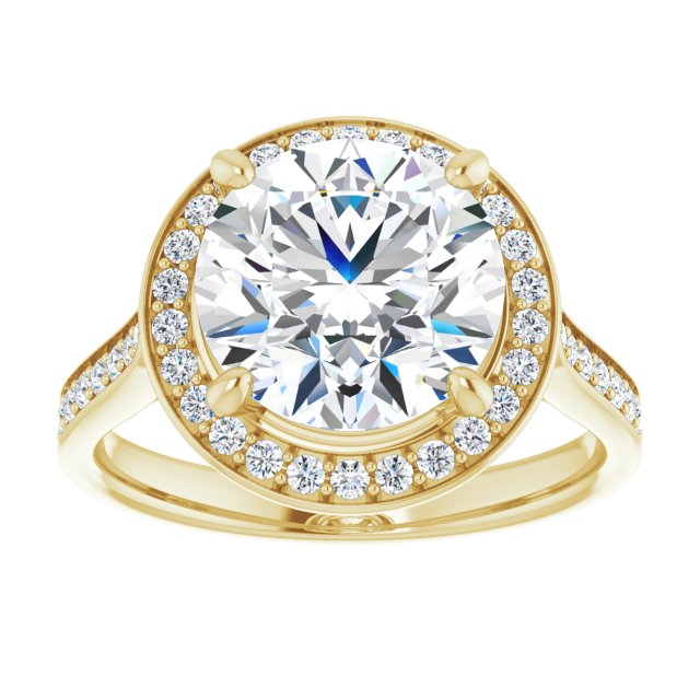 14K yellow gold 3 CT Round Diamond Halo Engagement Ring