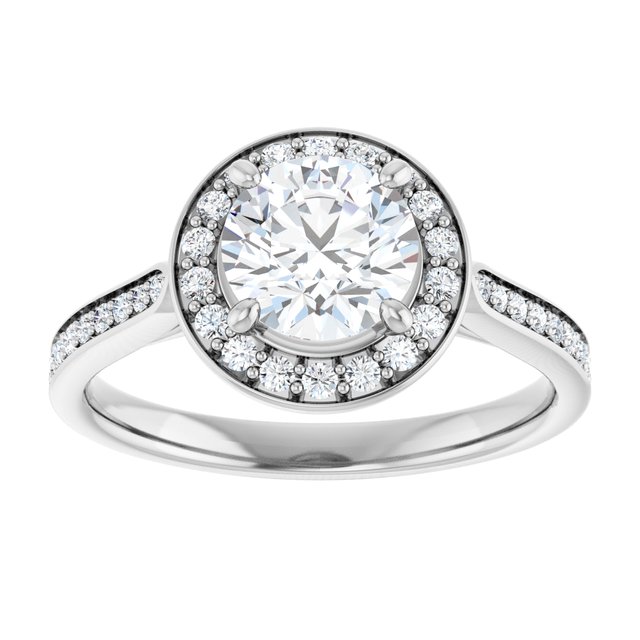 14K white gold 1 CT Round Diamond Halo Engagement Ring