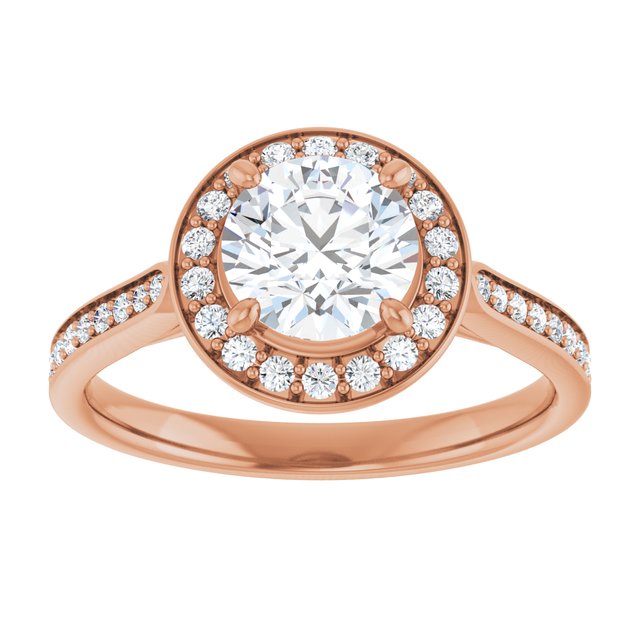 14K rose gold 1 CT Round Diamond Halo Engagement Ring