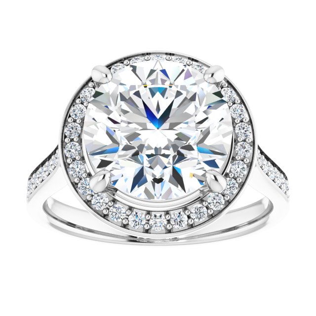 14K white gold 4 CT Round Diamond Halo Engagement Ring