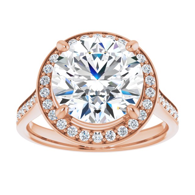 14K rose gold 4 CT Round Diamond Halo Engagement Ring