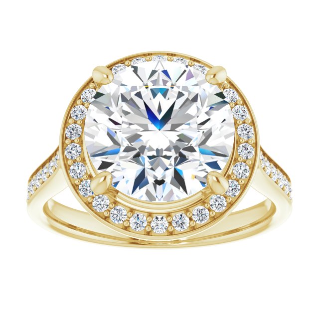 14K yellow gold 4 CT Round Diamond Halo Engagement Ring