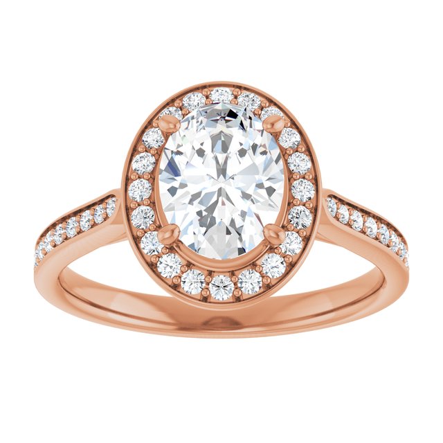 14K rose gold 1 CT Oval Diamond Halo Engagement Ring