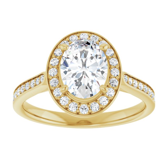 14K yellow gold 1 CT Oval Diamond Halo Engagement Ring
