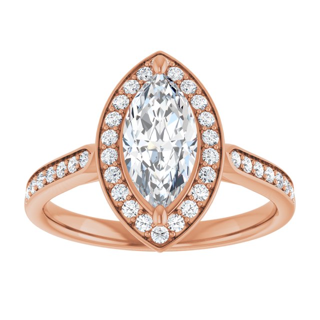 14K rose gold 1 CT Marquise Diamond Halo Engagement Ring