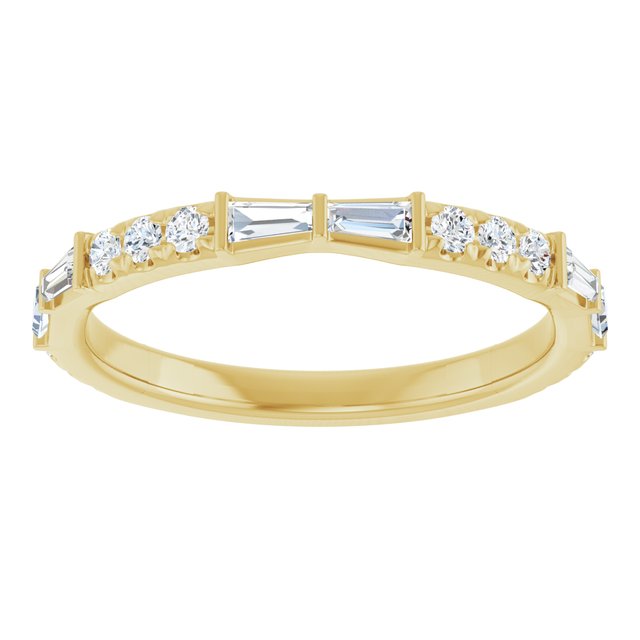 Yellow Gold French-Set Tapered Baguette Diamond Ring