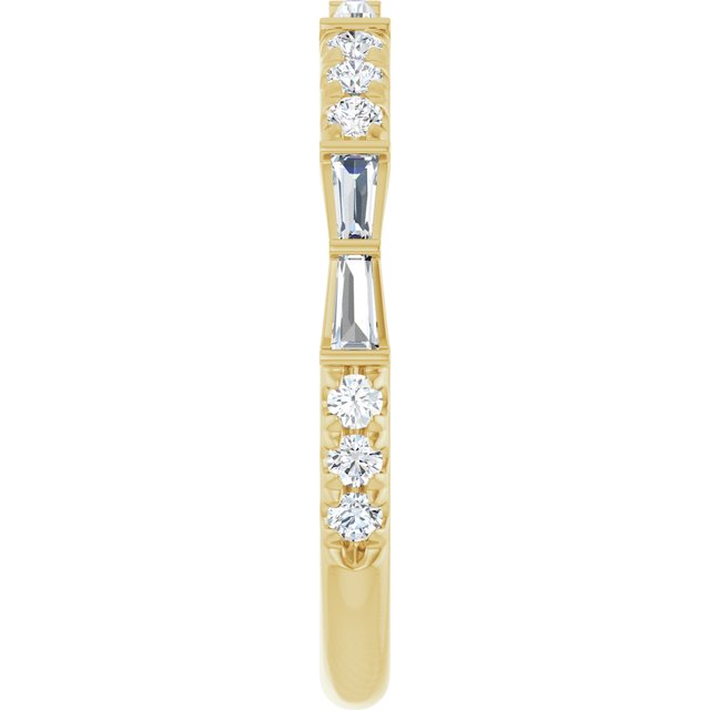 Yellow Gold French-Set Tapered Baguette Diamond Band