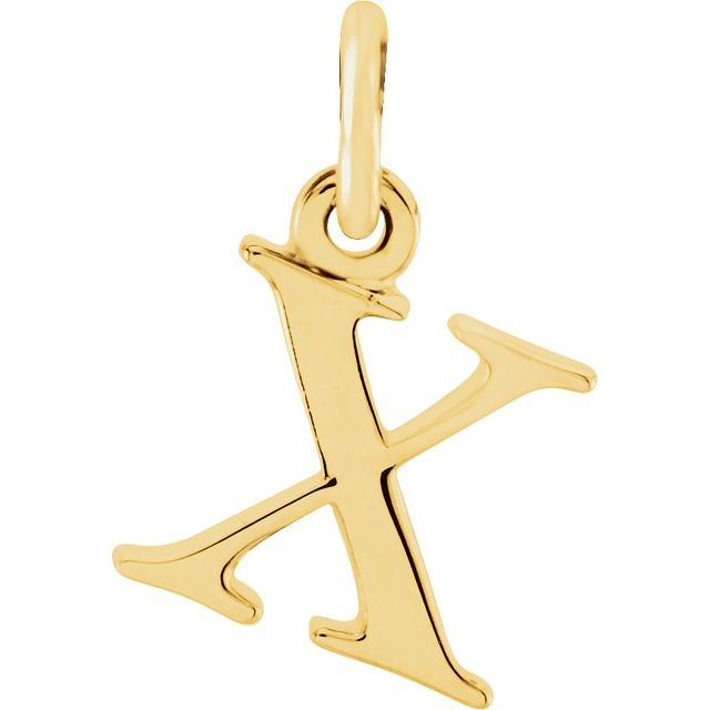 14K yellow gold Lowercase X Initial Charm
