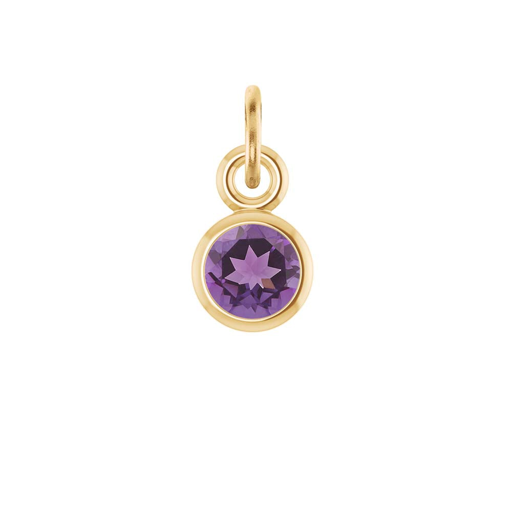 Ethically sourced 3mm amethyst set in a sleek bezel charm for February gifting