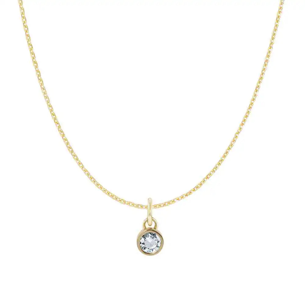 Diamond birthstone necklace, featuring a 3mm natural gemstone on a delicate chain variant--14K rose gold