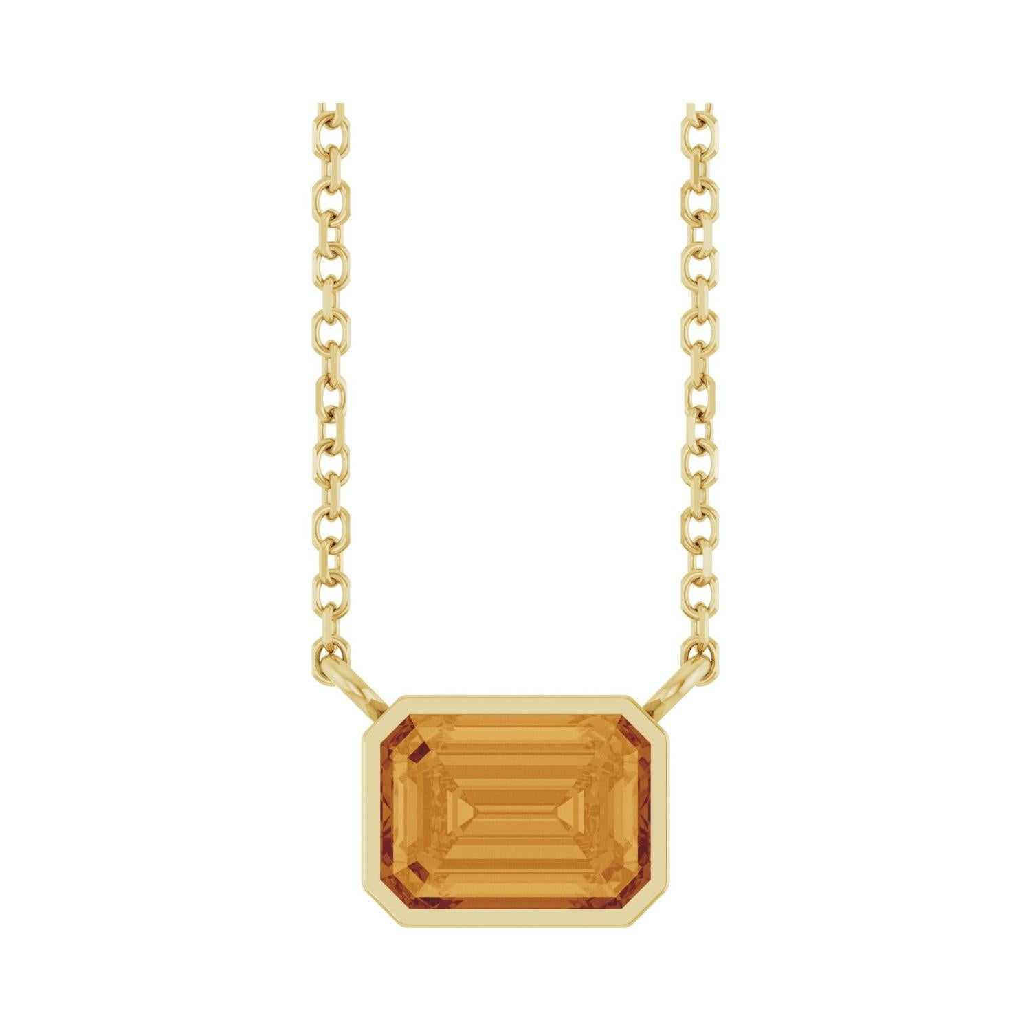 East West Emerald-Cut 14K yellow gold Necklace in Citrine