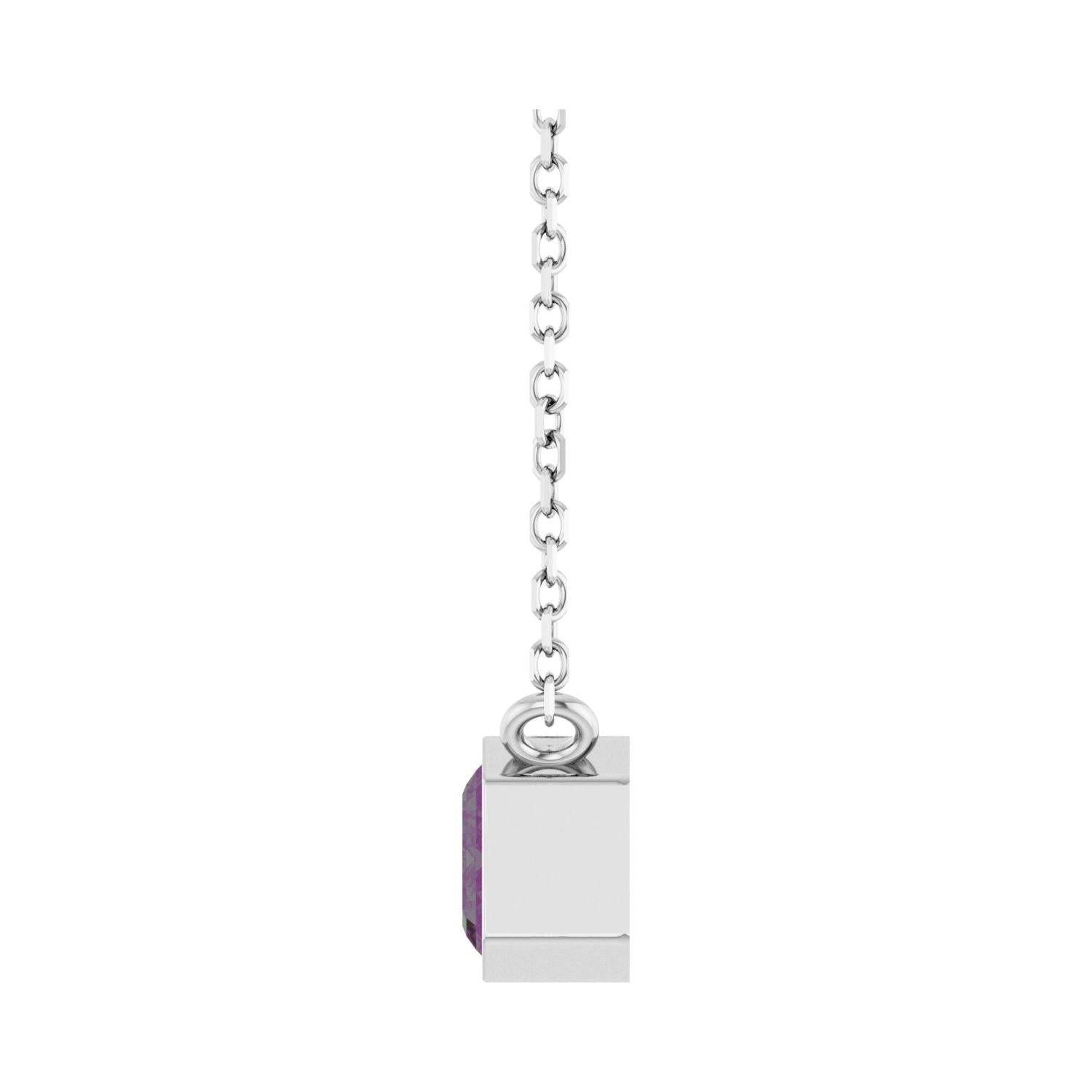 East West Emerald-Cut Ruby Necklace in Silver side view