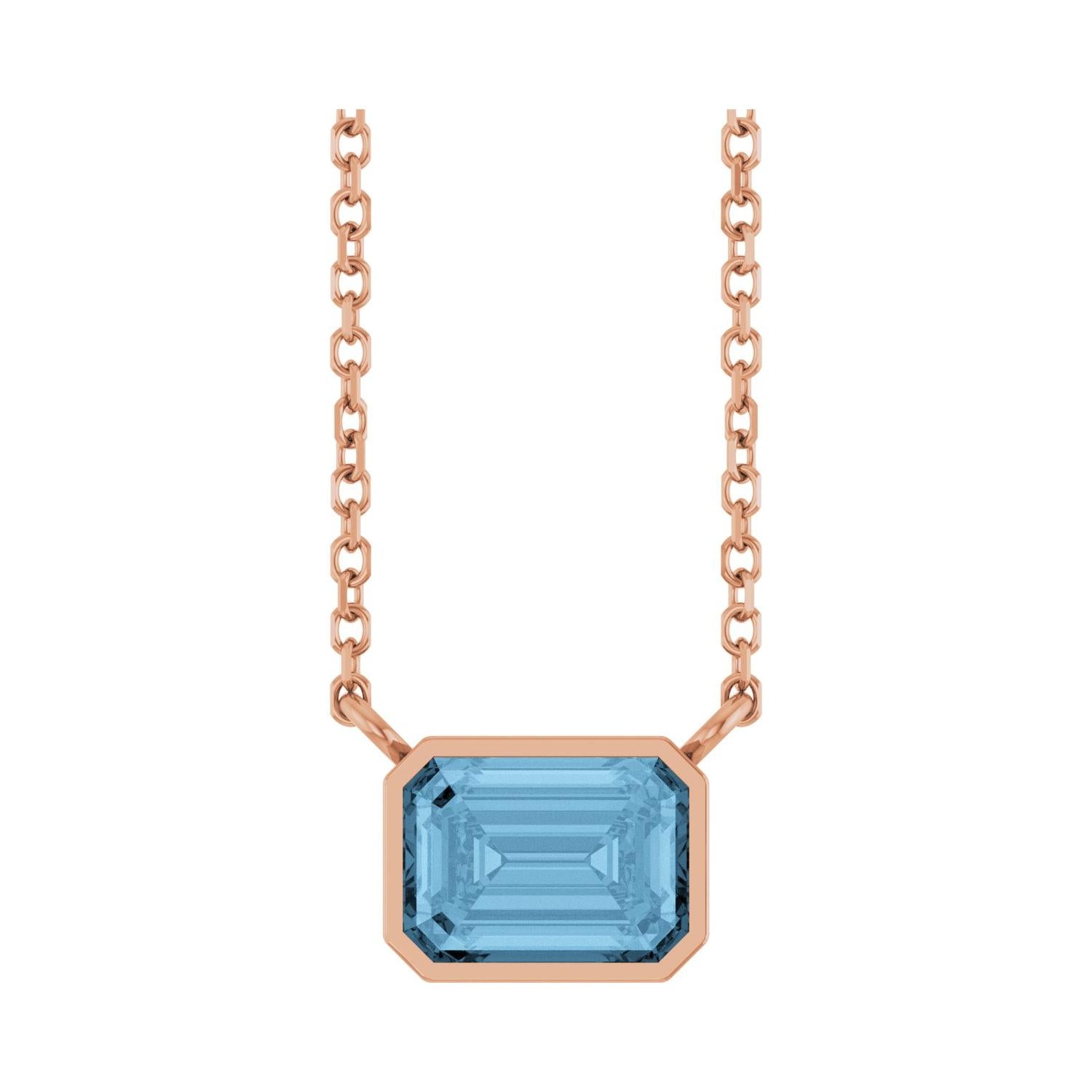 East West Emerald-Cut 14K rose gold Necklace in Swiss Topaz