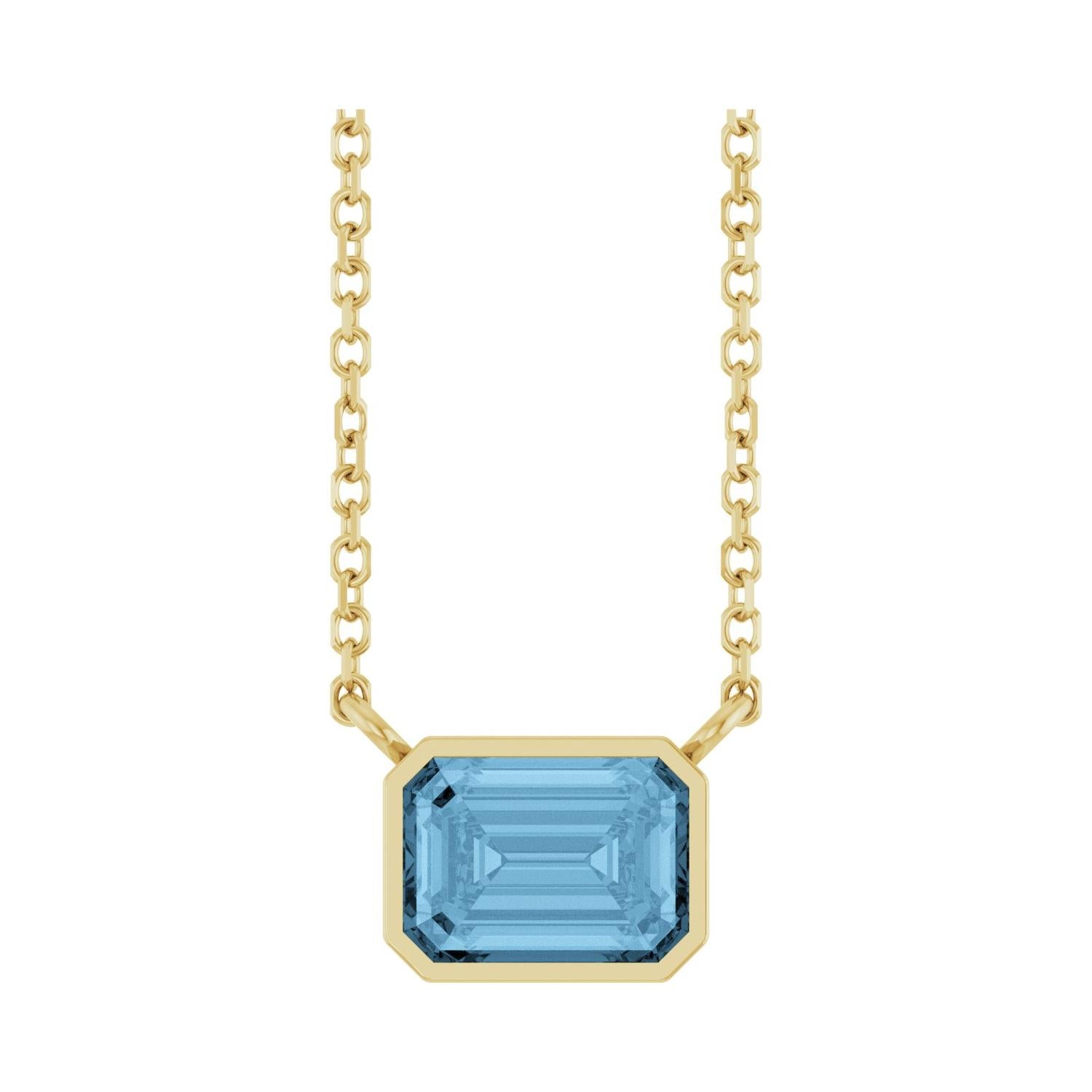 East West Emerald-Cut 14K yellow gold Necklace in Swiss Topaz