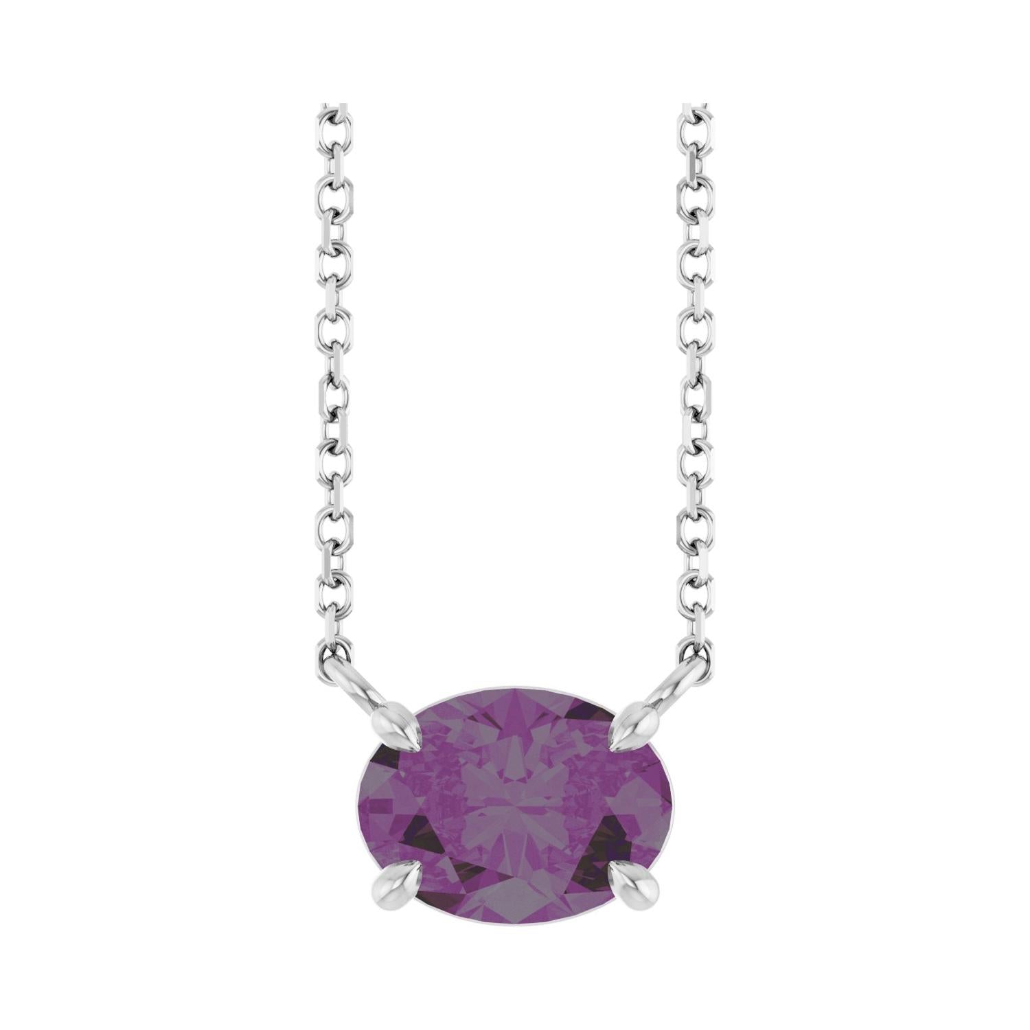 East West Oval Sterling silver Necklace in Alexandrite