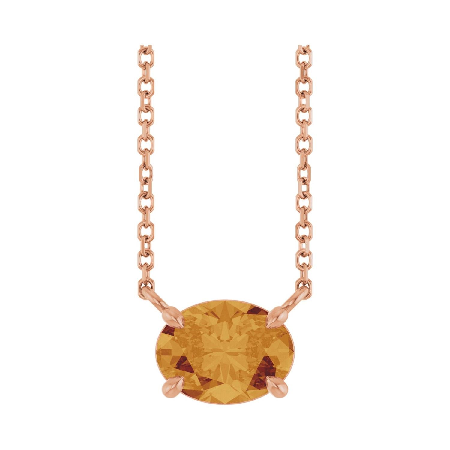 East West Oval 14K rose gold Necklace in Citrine