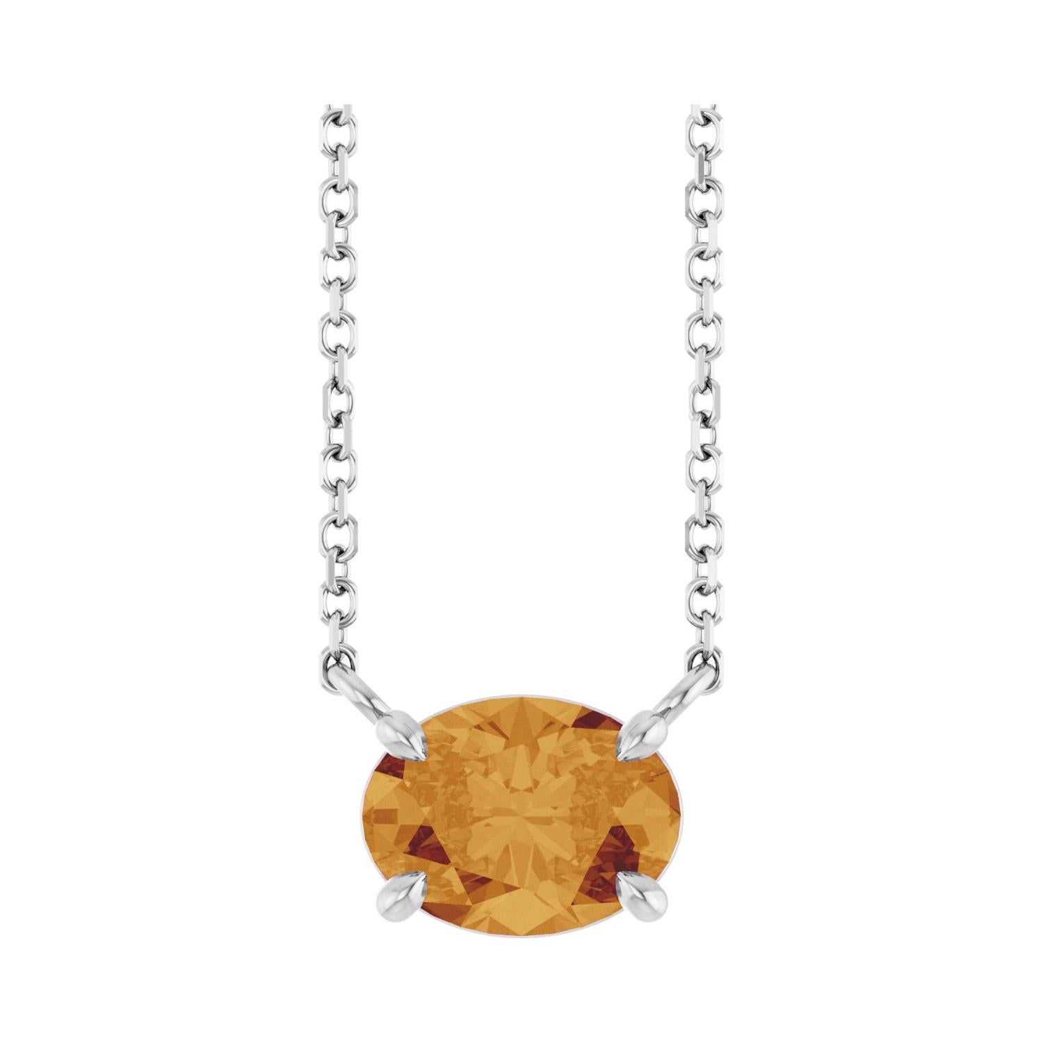 East West Oval Sterling silver Necklace in Citrine