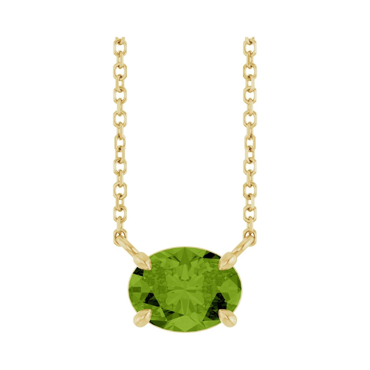 East West Oval 14K yellow gold Necklace in Peridot variant--14K-yellow-gold variant--Peridot