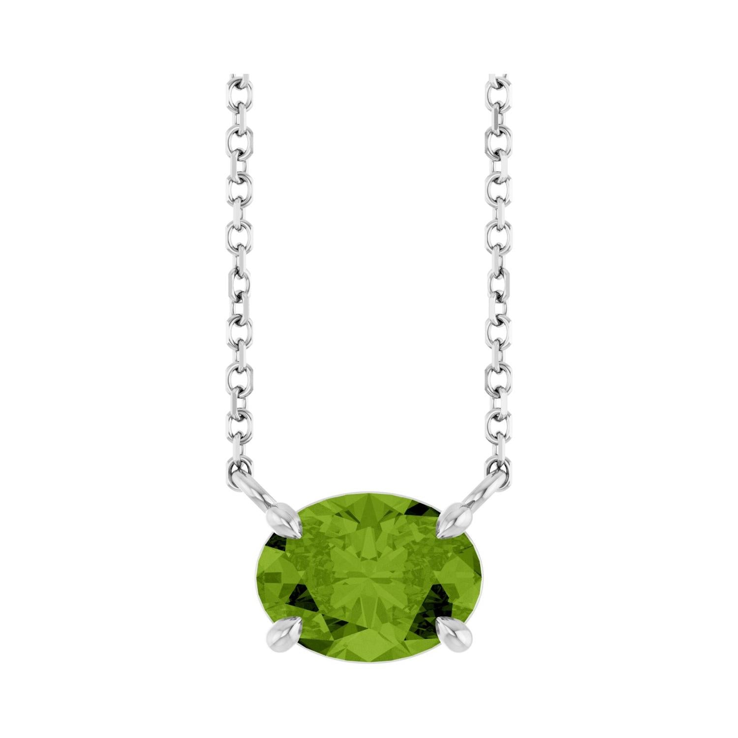 East West Oval Sterling silver Necklace in Peridot