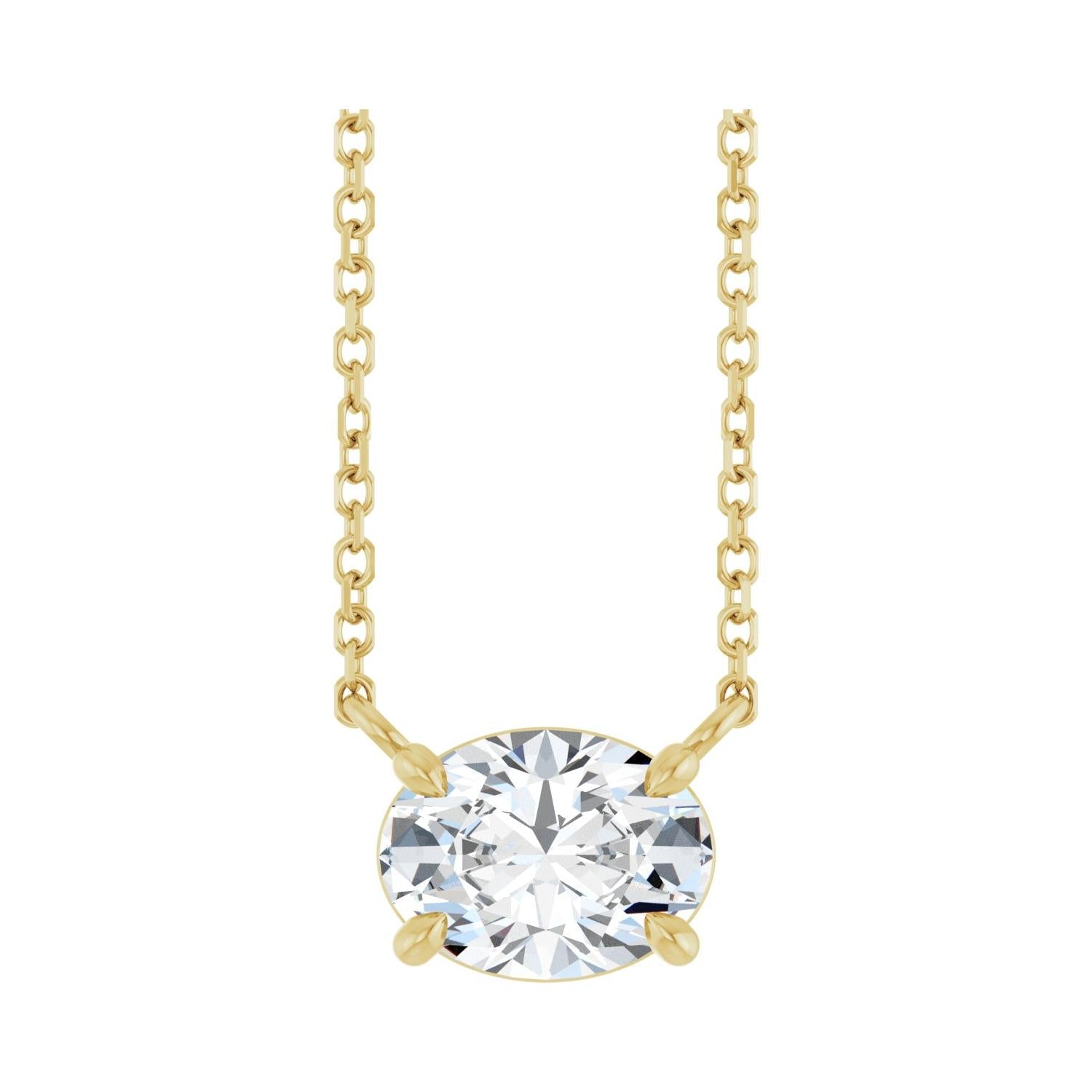 East West Oval 14K yellow gold Necklace in White Sapphire variant--14K-yellow-gold variant--White-Sapphire