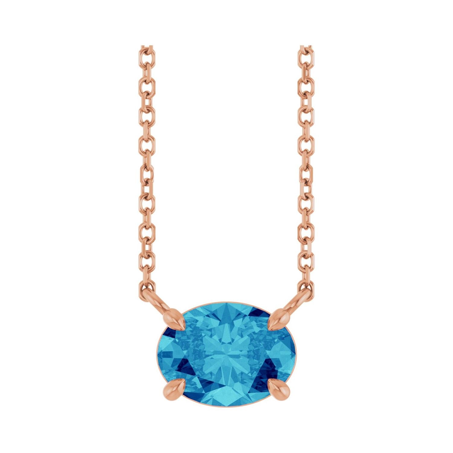 East West Oval 14K rose gold Necklace in Zircon variant--Zircon variant--14K-rose-gold variant--Swiss-Topaz