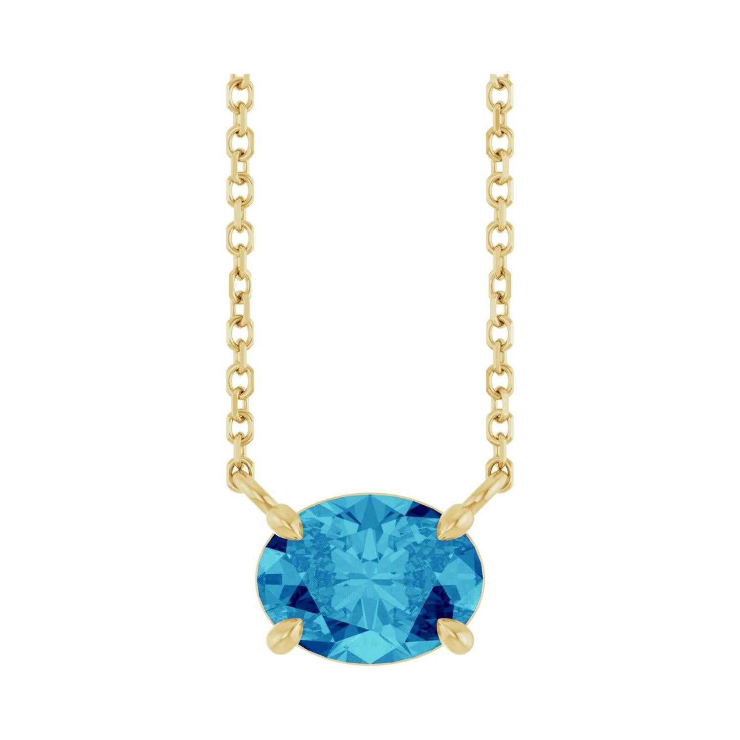 East West Oval 14K yellow gold Necklace in Zircon
