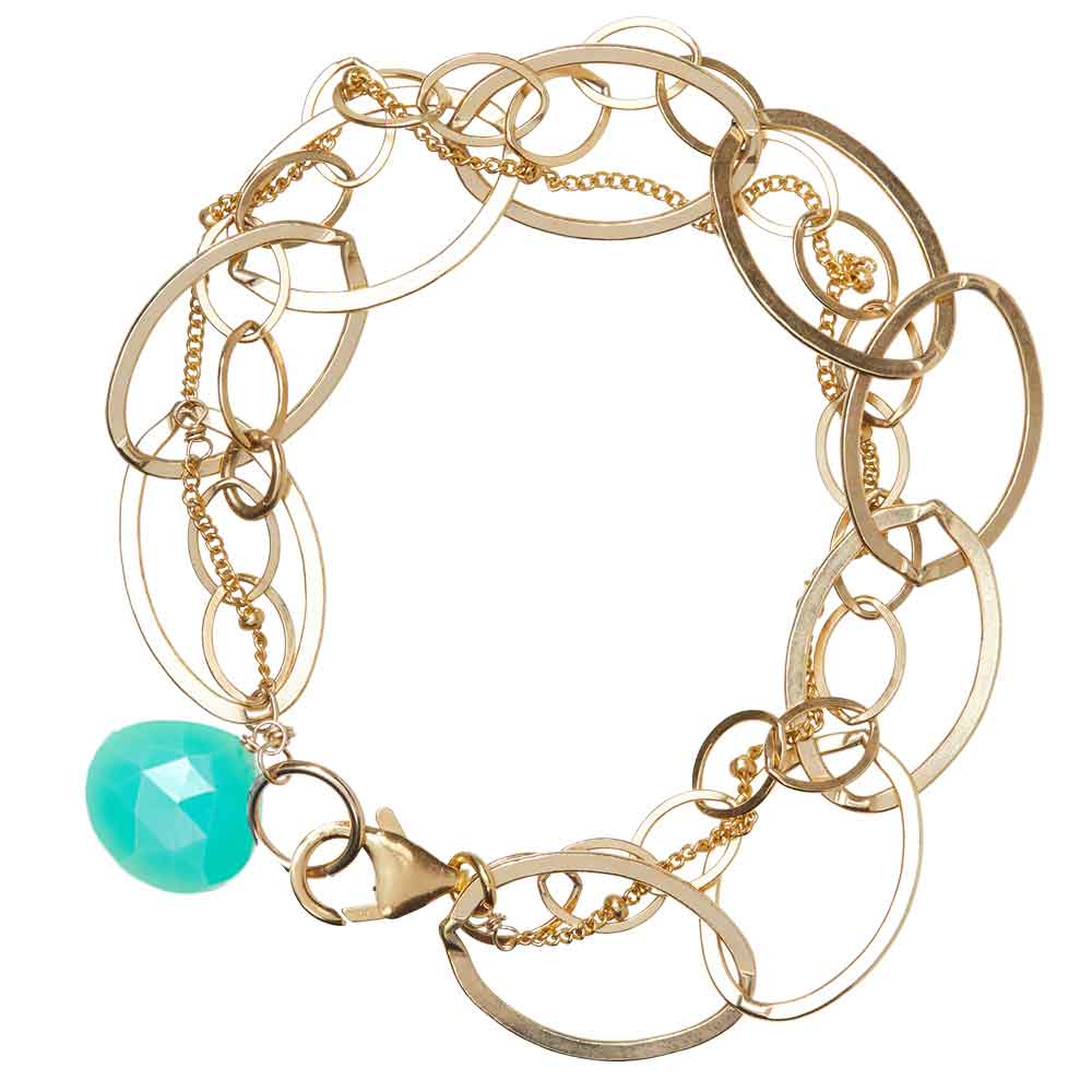 Gold-fill Chrysoprase bracelet, Gold-fill Chrysoprase gemstone bracelet, Gold-fill Chrysoprase birthstone bracelet