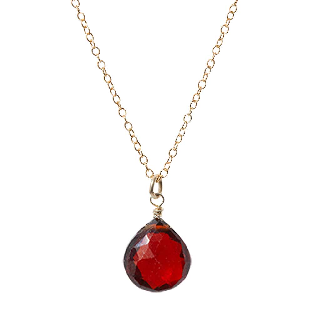 Gold-fill Garnet necklace, Gold-fill Garnet gemstone necklace, Gold-fill Garnet birthstone necklace
