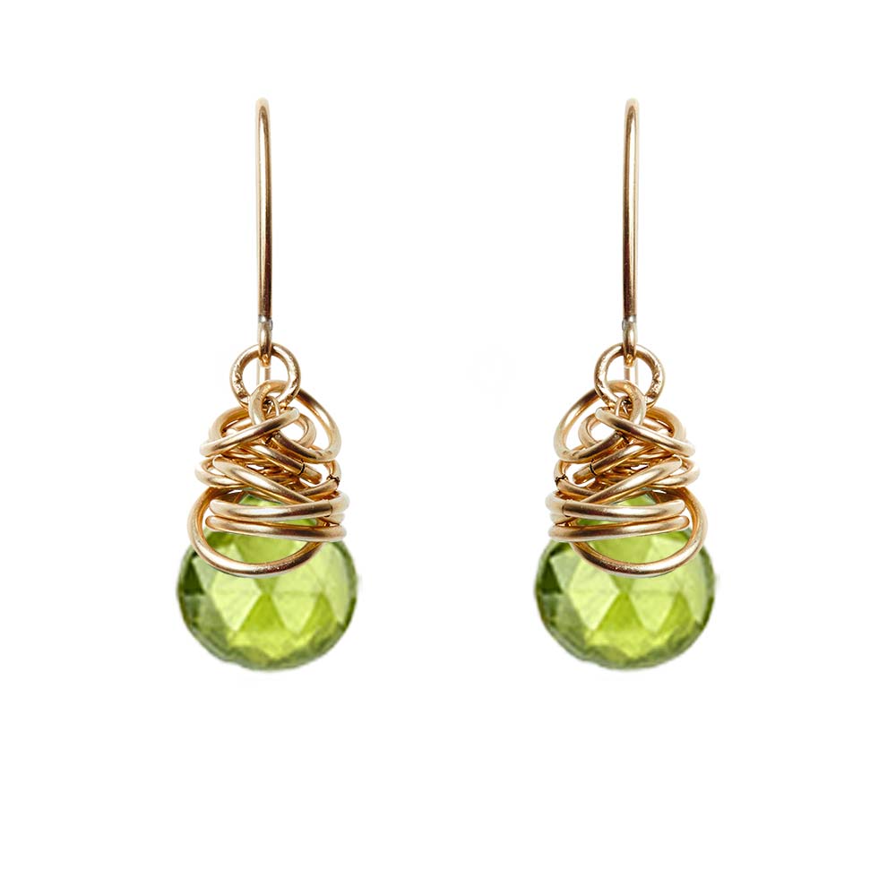 Gold-fill Peridot earrings, Gold-fill Peridot gemstone earrings, Gold-fill Peridot birthstone earrings
