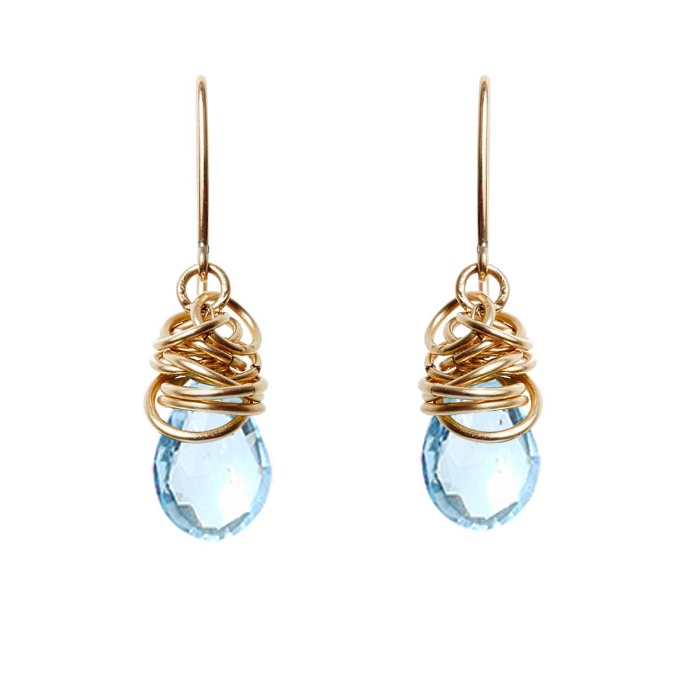 Gold-fill Swiss Blue Topaz earrings, Gold-fill Swiss Blue Topaz gemstone earrings, Gold-fill Swiss Blue Topaz birthstone earrings