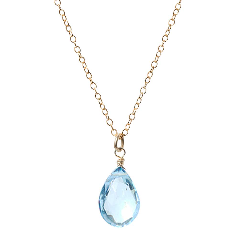 Gold-fill Swiss Blue Topaz necklace, Gold-fill Swiss Blue Topaz gemstone necklace, Gold-fill Swiss Blue Topaz birthstone necklace