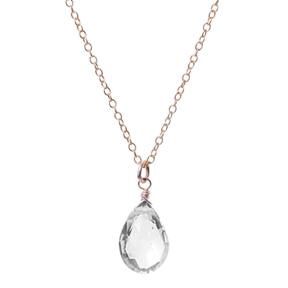 Gold-fill White Topaz necklace, Gold-fill White Topaz gemstone necklace, Gold-fill White Topaz birthstone necklace