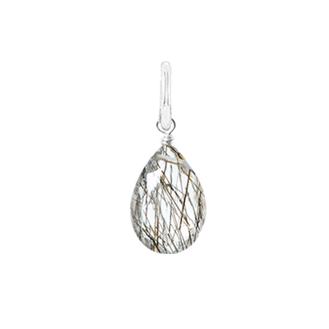 Gift-ready Large Gold-fill Rutilated Quartz briolette charm USA