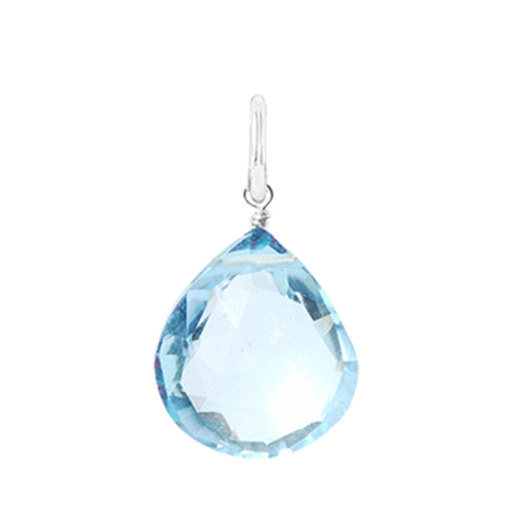 12mm aquamarine drop charm designed in sterling silver, perfect for custom jewelry creation.
