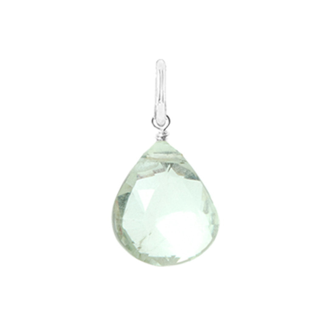 Gift-ready Large Sterling silver Green Amethyst briolette charm USA