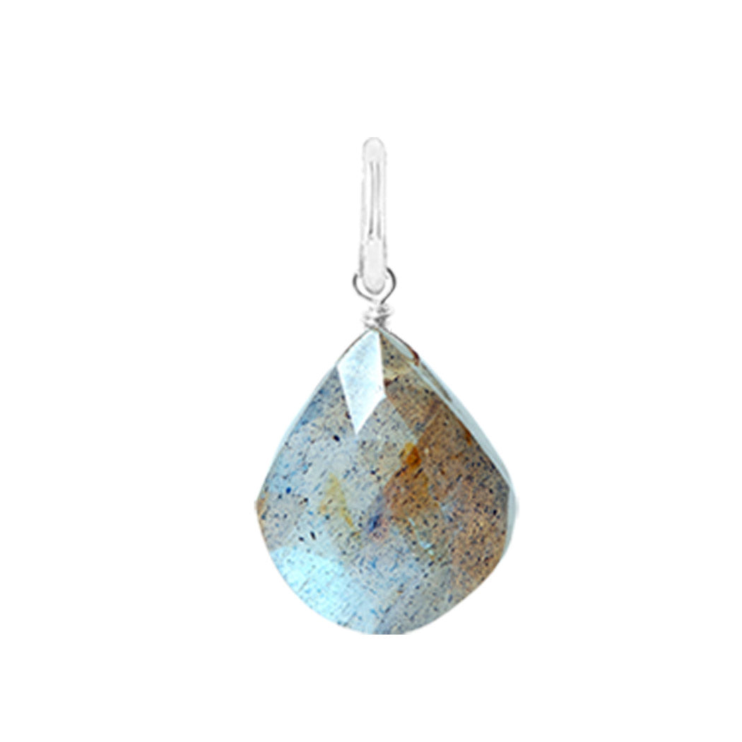 Gift-ready Large Sterling silver Labradorite briolette charm USA
