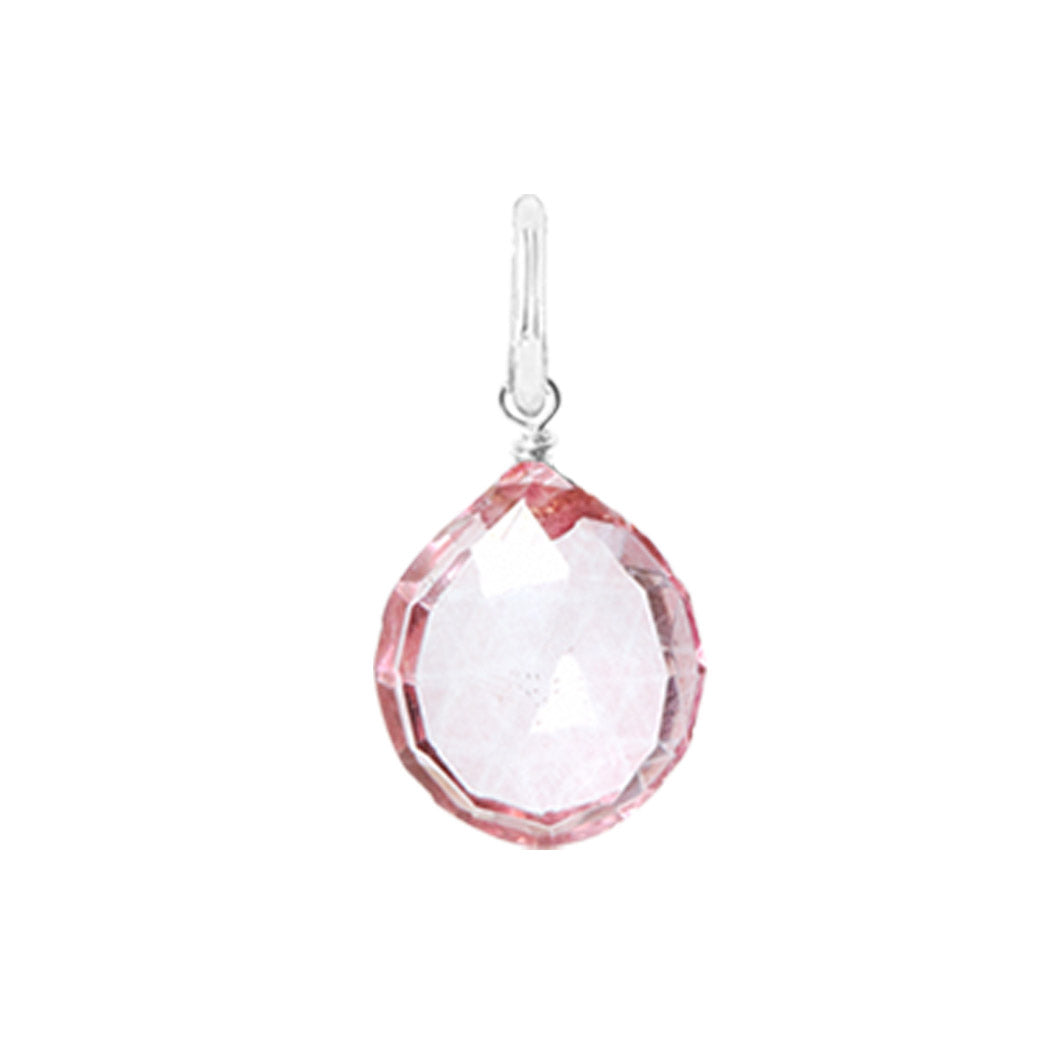 Gift-ready Large Sterling silver Pink Topaz briolette charm USA