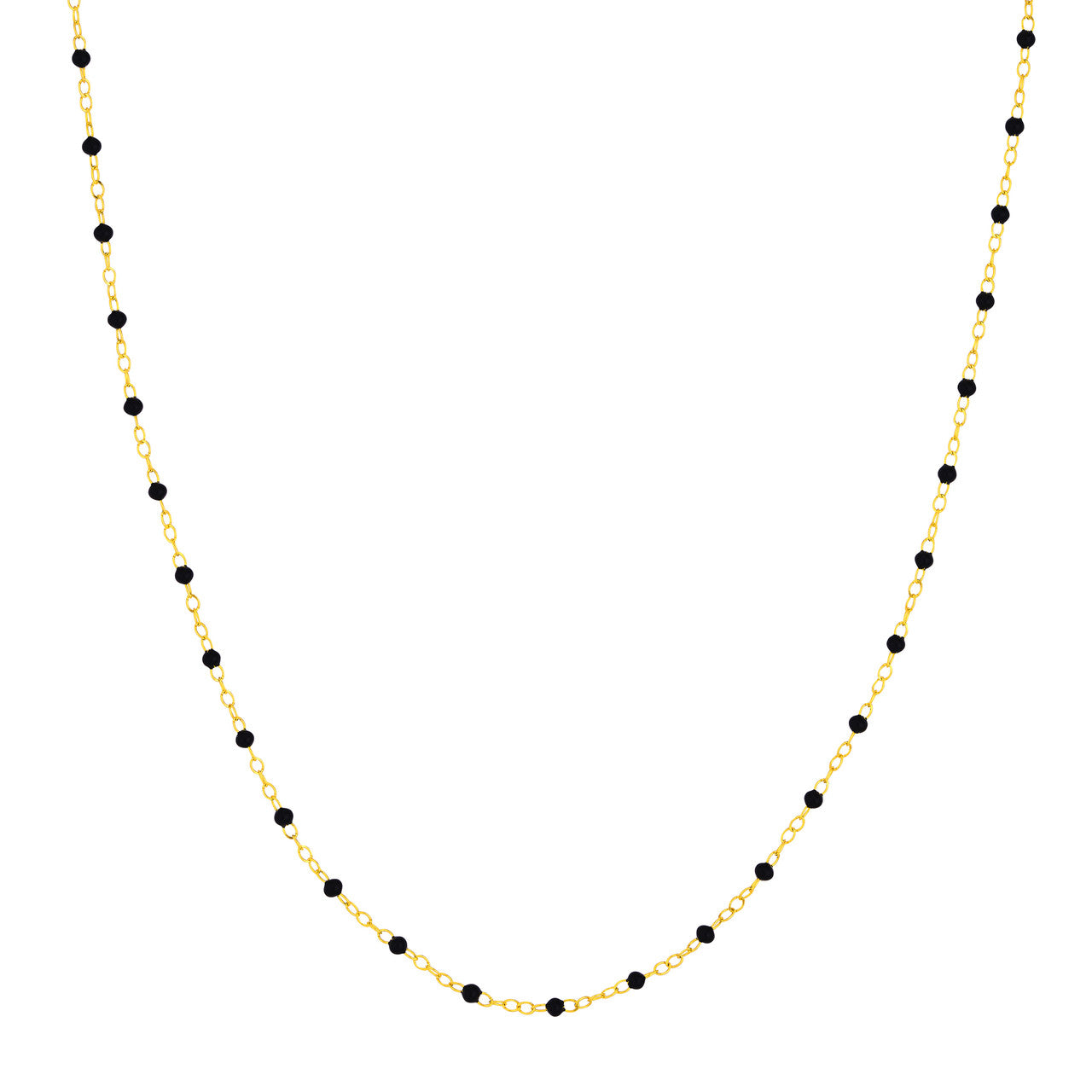 Necklace (18 in) Black Enamel Bead Chain Necklace Fun Beaded Colorful Chain