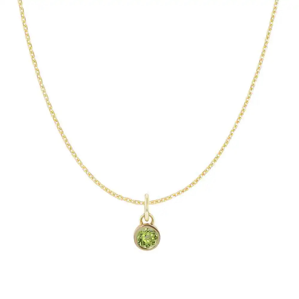 Peridot birthstone necklace, crafted in 14K gold with a vivid birthstone centerpiece variant--14K rose gold