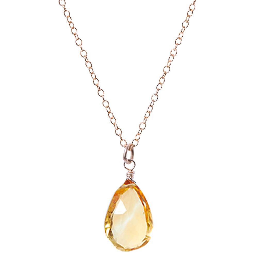Rose Gold-fill Citrine necklace, Rose Gold-fill Citrine gemstone necklace, Rose Gold-fill Citrine birthstone necklace