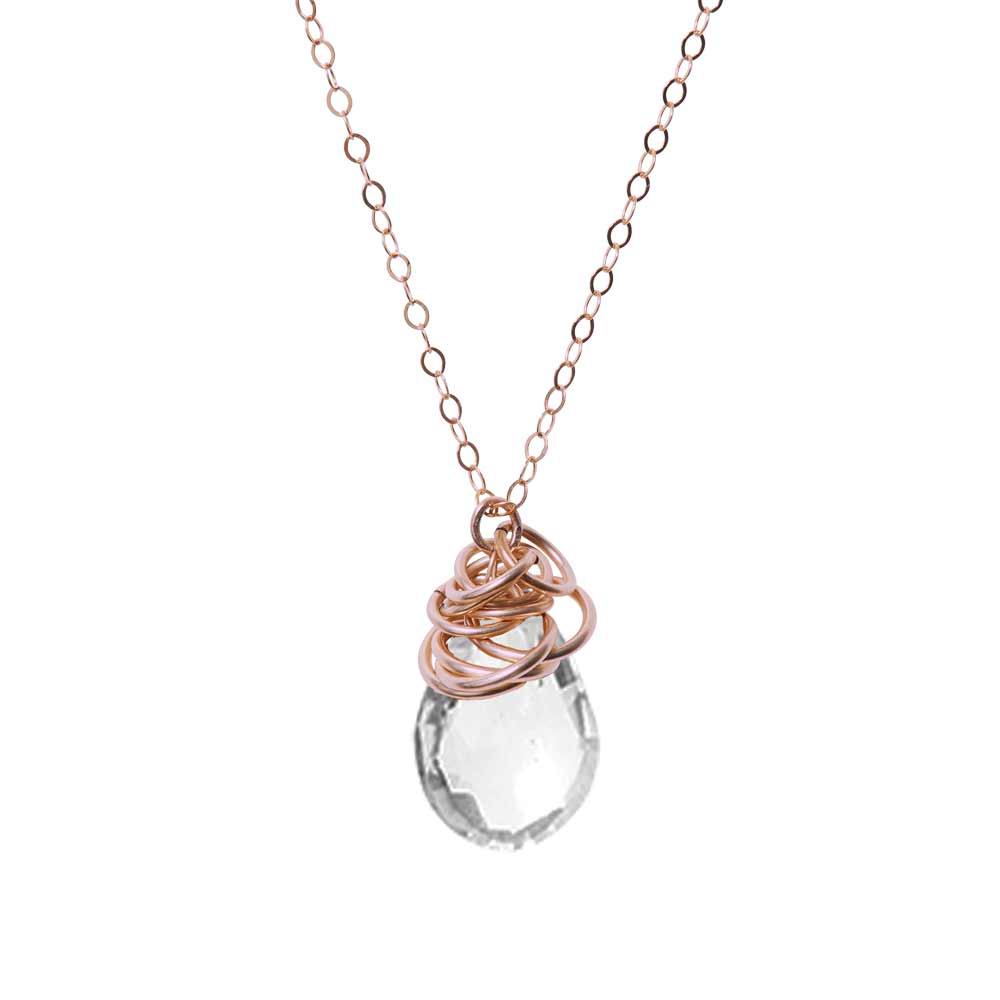 Rose gold-fill White Topaz necklace, Rose gold-fill White Topaz gemstone necklace, Rose gold-fill White Topaz birthstone necklace