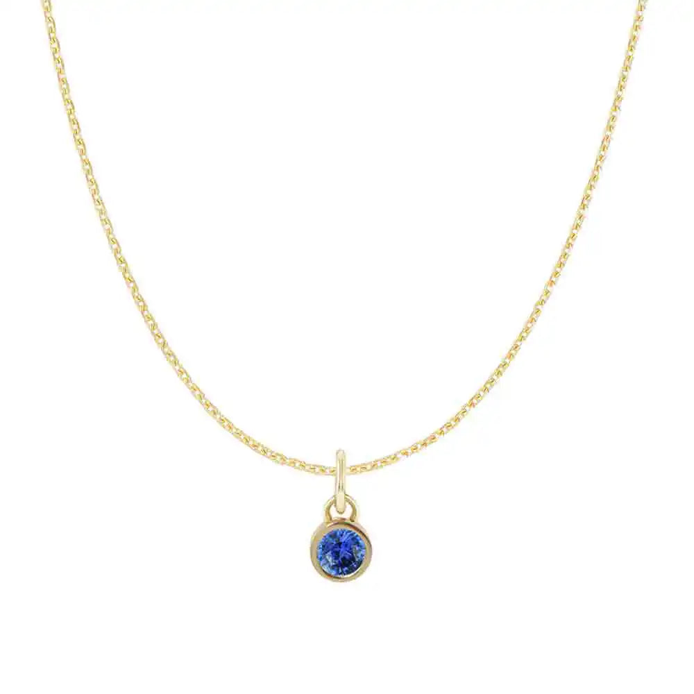 Sapphire birthstone necklace, crafted in 14K gold with a vivid birthstone centerpiece variant--14K-yellow-gold