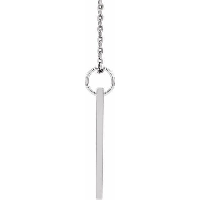 Side view of silver bar necklace