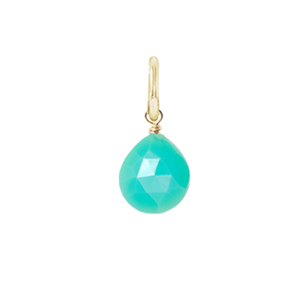 gold-fill-wrapped chrysoprase briolette charm in 6mm, ideal for meaningful gemstone jewelry.