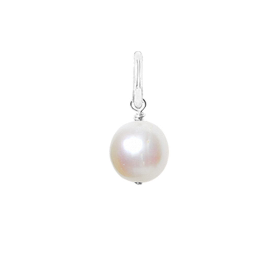 Dainty 6mm briolette charm made from natural pearl, set in sterling silver for layering.