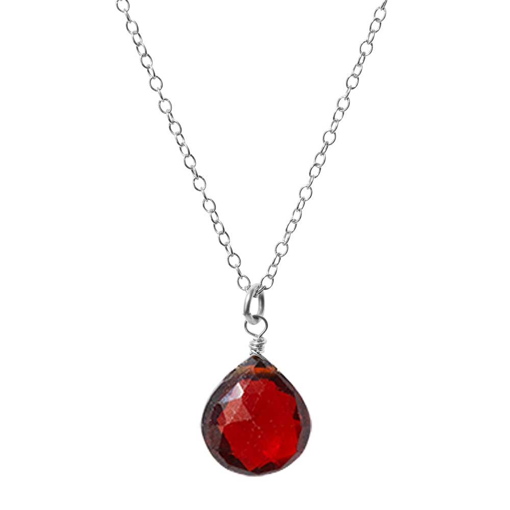 Sterling silver Garnet necklace, Sterling silver Garnet gemstone necklace, Sterling silver Garnet birthstone necklace