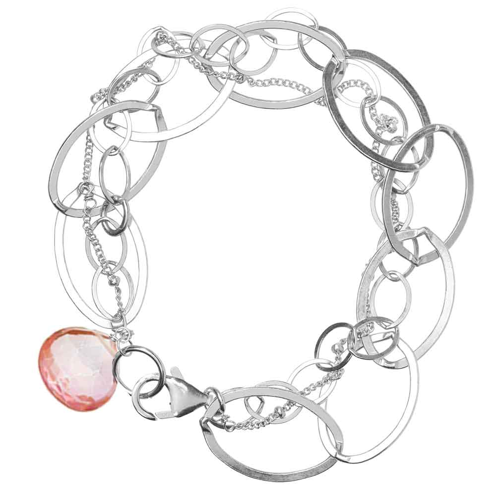 Sterling silver Pink Topaz bracelet, Sterling silver Pink Topaz gemstone bracelet, Sterling silver Pink Topaz birthstone bracelet