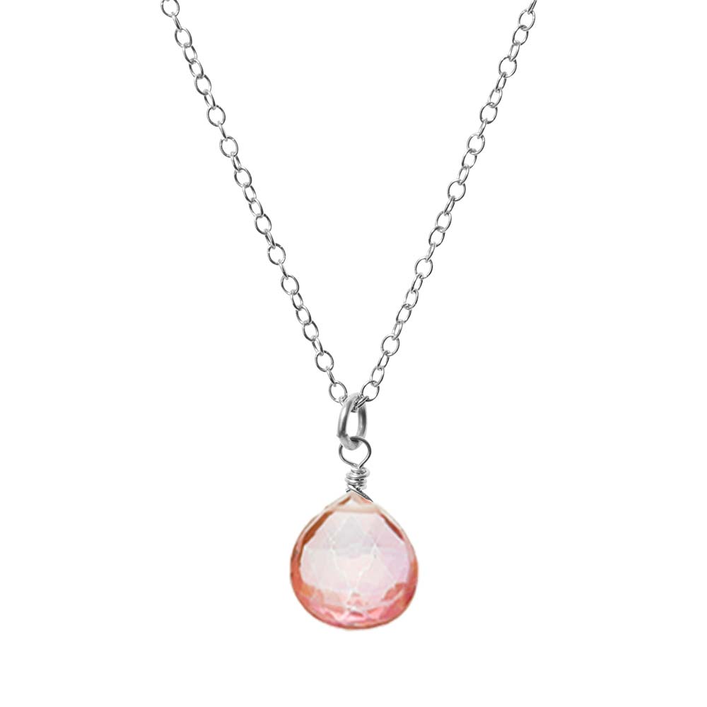 Sterling silver Pink Topaz necklace, Sterling silver Pink Topaz gemstone necklace, Sterling silver Pink Topaz birthstone necklace