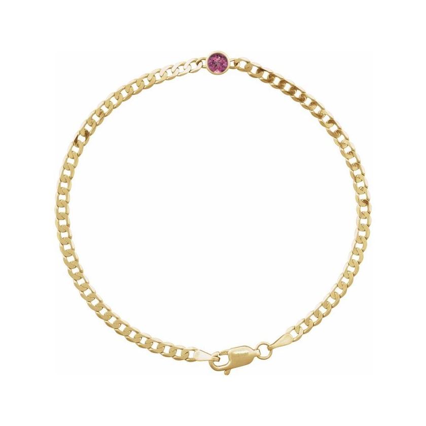 Slim gold bracelet with tourmaline gem accent—perfect for layering or gifting.