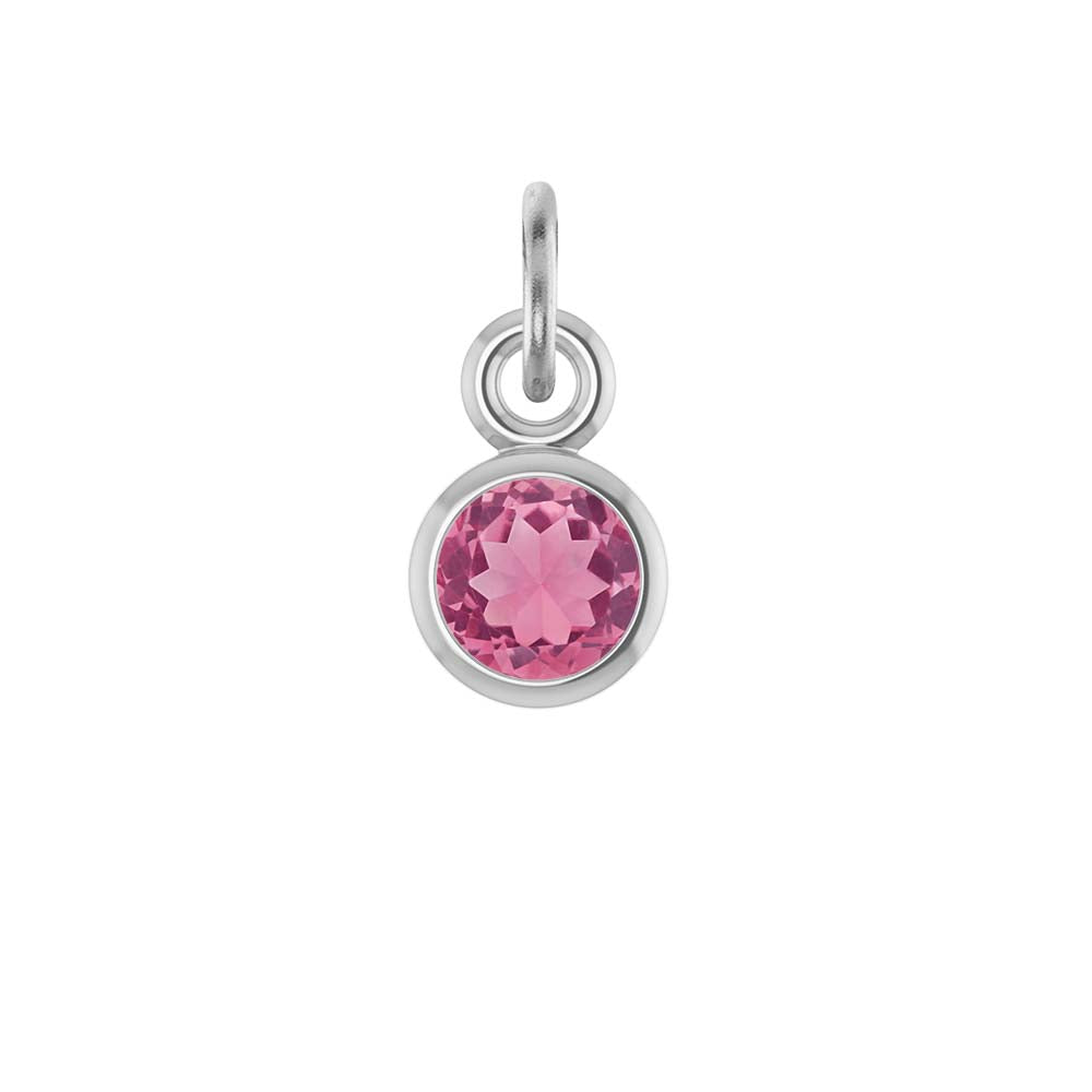 October birthstone charm featuring a bezel-set 3mm tourmaline in 14K recycled gold